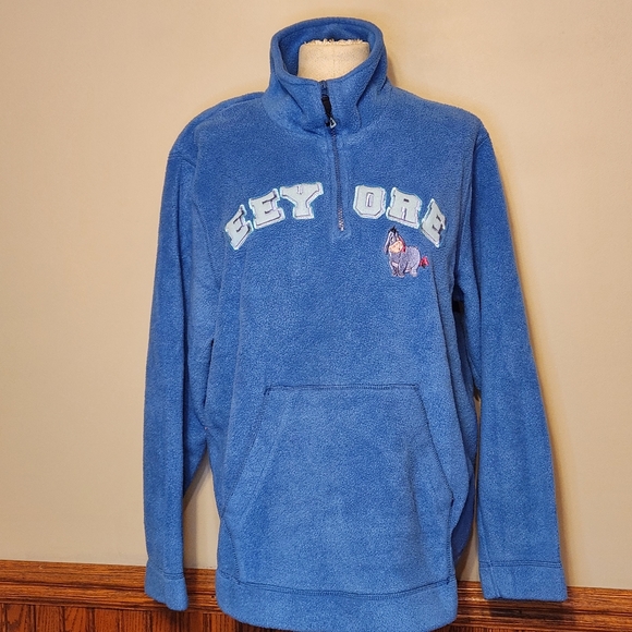 Disney Eeyore Quarter Zip Fleece Pullover Adult Blue Vintage 80s - Picture 1 of 9